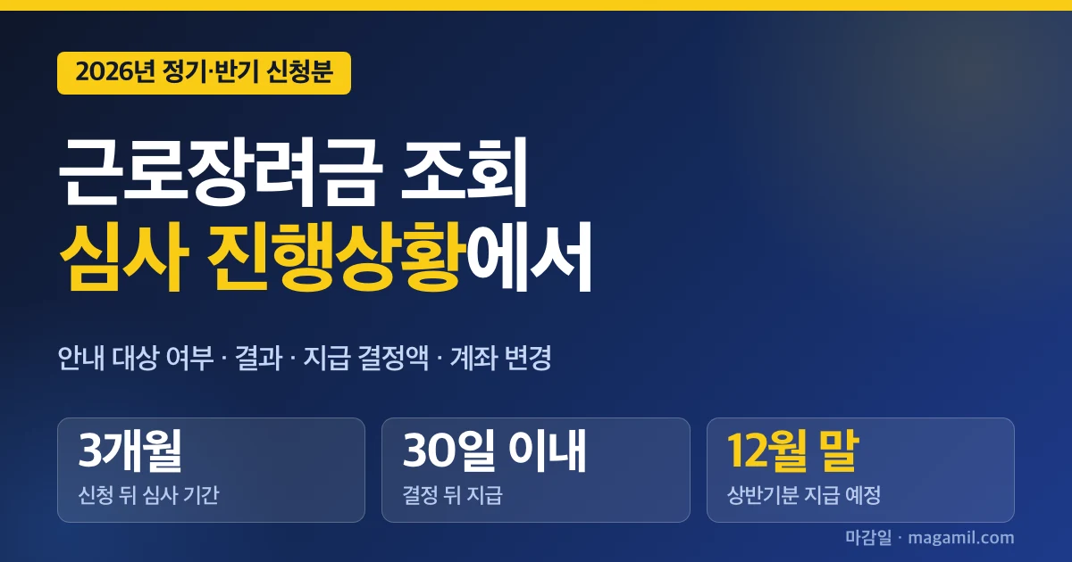 근로장려금 조회 2026, 결과는 홈택스 심사 진행상황에서